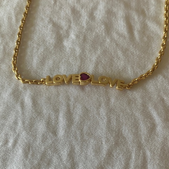 Kate Spade: Gold Tone “Love Love” Bracelet- Red Heart Accent- Pink Dust Bag - Picture 3 of 14